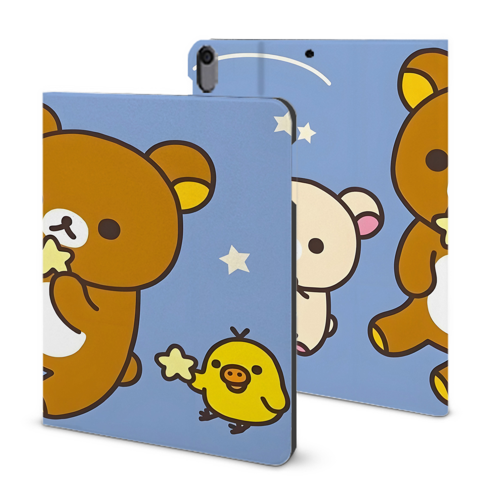 （画像用） リラックマ リラックマ キイロイトリ Rilakkuma Korilakkuma Kiiroitori IPad ケース ブック型 PUレザー TPU 耐衝撃 軽量 薄型 ペン収納なし 全面保護 IPad 各モデル対応